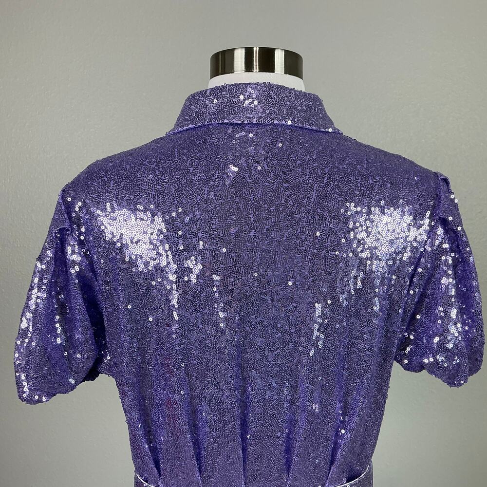 One33 Social Purple Cocktail Dress Sequined Belted Mini Fit and Flare Size 4 - Picture 10 of 13